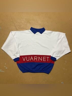 Vintage Vuarnet France Spellout Colorblock Polo Crewneck Sized Large